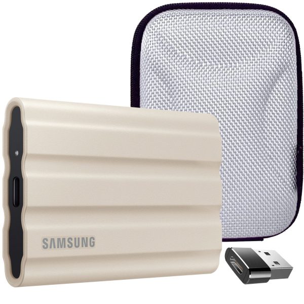 Samsung 2TB Portable SSD T7 Shield USB 3.2; Beige; MU-PE2T0K AM w  Accessory Bundle Online Sale