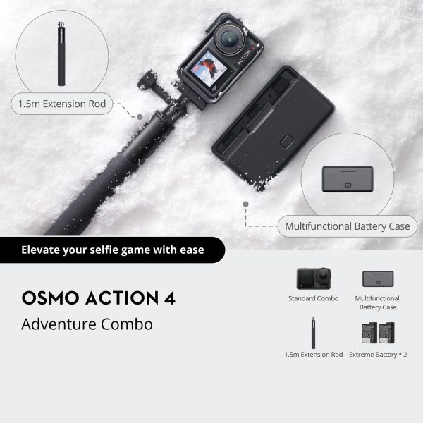 DJI Osmo Action 4 Adventure Combo - 4K Waterproof Action Camera + Battery Case Online Sale