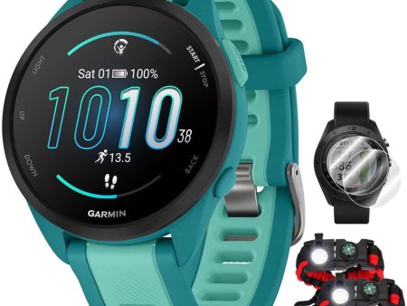 Garmin Forerunner 165 Music Smart Sport Watch, Turquoise + Aqua w  Accessories Bundle Discount