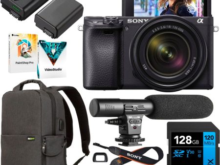 Sony a6400 Mirrorless Camera w  18-135mm Lens ILCE-6400MB + Mic, 128GB & More Bundle Fashion