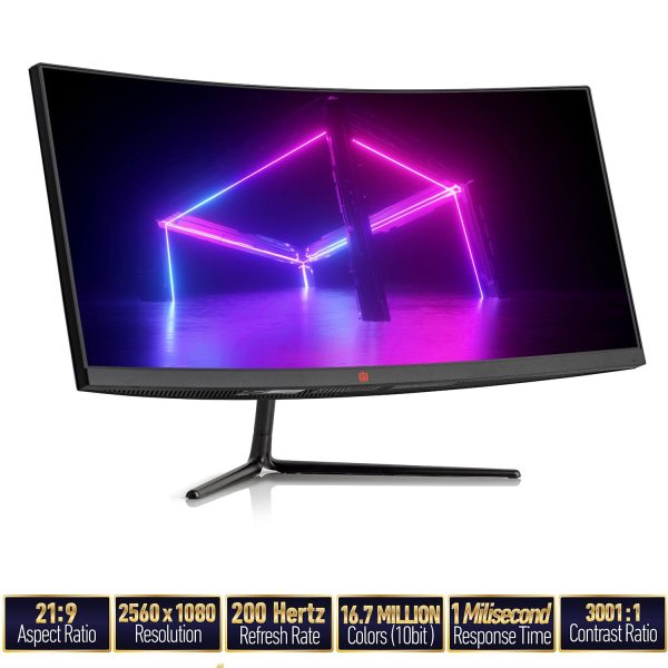 Deco Gear 30  Curved Monitor, 200 Hz, 1ms MPRT, 2560x1080, for Gaming - Refurbished Online now