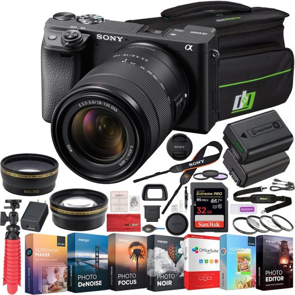 Sony a6400 4K Mirrorless Camera ILCE-6400M B 18-135mm Lens with Macro & Telephoto Kit on Sale