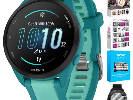 Garmin Forerunner 165 Music Smart Sport Watch, Turquoise + Aqua w  Fitness Bundle Discount