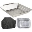 Weber Deluxe Stainless Steel Grilling Basket Large with Grill Cover & Drip Pans Sale