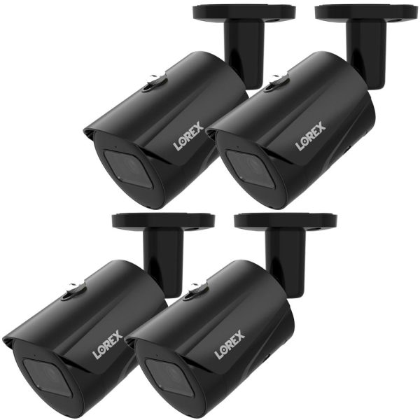 Lorex 4K AI IP Wired Bullet Camera Black (4-Pack) Fashion