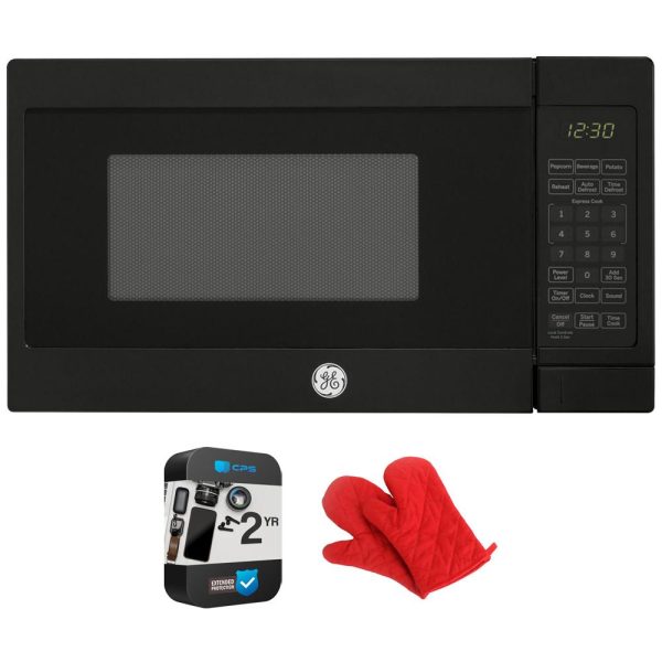 GE 0.7 Cu. Ft. Countertop Microwave Oven w  Oven Mitt + 2 YR Warranty Bundle Fashion