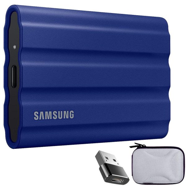 Samsung MU-PE2T0R AM T7 Shield Portable SSD 2TB 2022 + Converter Adapter + Case Online now