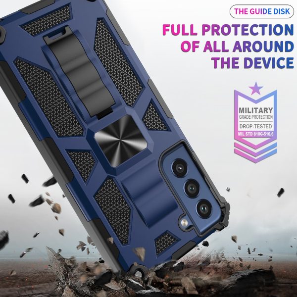 Armor Shockproof PC+TPU Phone Case with Magnetic Metal Sheet and Kickstand for Samsung Galaxy S21 FE Online