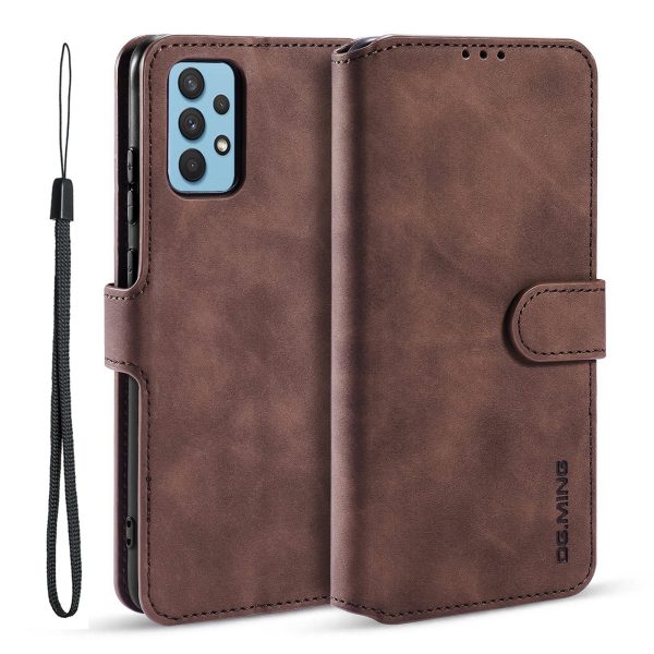 DG.MING Retro Style Leather Wallet Stand Case Shell for Samsung Galaxy A32 4G (EU Version) Online now