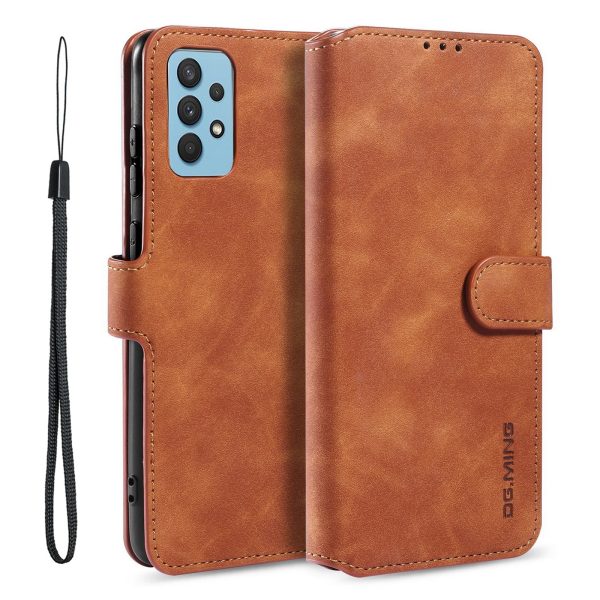 DG.MING Retro Style Leather Wallet Stand Case Shell for Samsung Galaxy A32 4G (EU Version) Online now