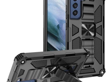 Armor Shockproof PC+TPU Phone Case with Magnetic Metal Sheet and Kickstand for Samsung Galaxy S21 FE Online