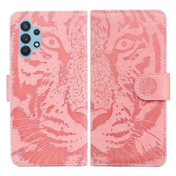 Imprinted Tiger Pattern Leather Wallet Cover Case with Stand for Samsung Galaxy A32 4G (EU Version) Online now