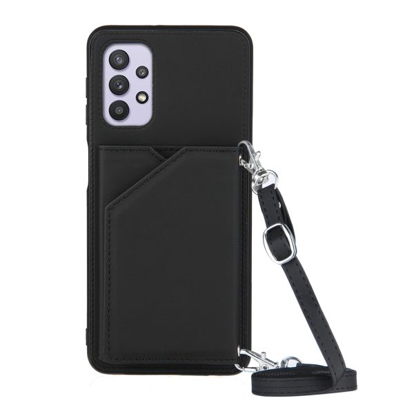 Stand Card Holder Glossy Leather TPU Case for Samsung Galaxy A32 5G M32 5G with Shoulder Strap Discount