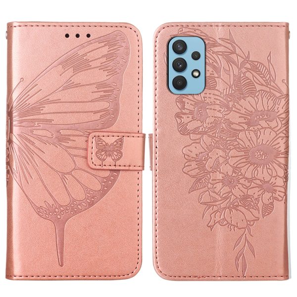 Imprint Butterfly Leather Wallet Stand Case Protective Shell for Samsung Galaxy A32 4G (EU Version) Online Hot Sale