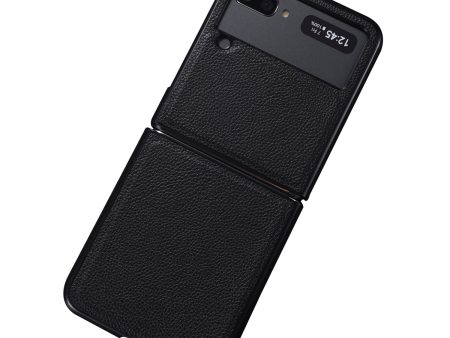 Top Layer Genuine Leather PC Phone Case Shell 2 Pieces Design for Samsung Galaxy Z Flip3 5G For Cheap