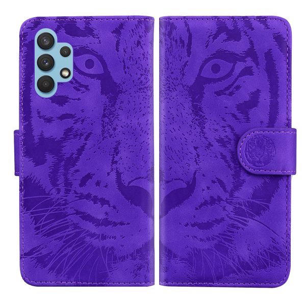 Imprinted Tiger Pattern Leather Wallet Cover Case with Stand for Samsung Galaxy A32 4G (EU Version) Online now