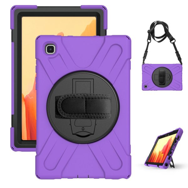 [Built-in Hand Holder Strap] 360Â° Swivel PC + Silicone Combo Kickstand Shell with Shoulder Strap for Samsung Galaxy Tab A7 10.4 (2020) Online Sale