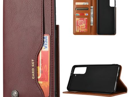 Auto-absorbed Wallet Stand Leather Protective Phone Shell for Samsung Galaxy S21 4G 5G Sale