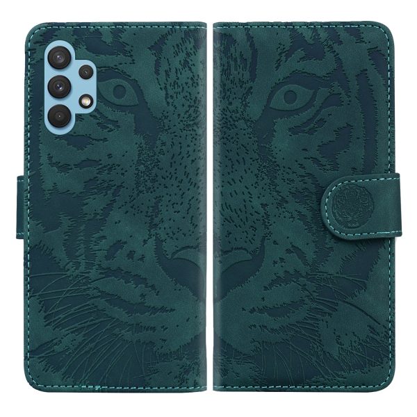 Imprinted Tiger Pattern Leather Wallet Cover Case with Stand for Samsung Galaxy A32 4G (EU Version) Online now