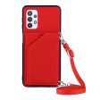 Stand Card Holder Glossy Leather TPU Case for Samsung Galaxy A32 5G M32 5G with Shoulder Strap Discount