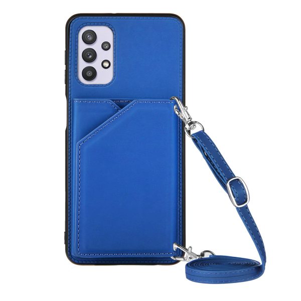 Stand Card Holder Glossy Leather TPU Case for Samsung Galaxy A32 5G M32 5G with Shoulder Strap Discount