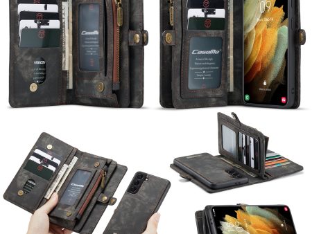 CASEME Multi-function 2-in-1 Wallet TPU+Split Leather Phone Shell for Samsung Galaxy S21 4G 5G Hot on Sale