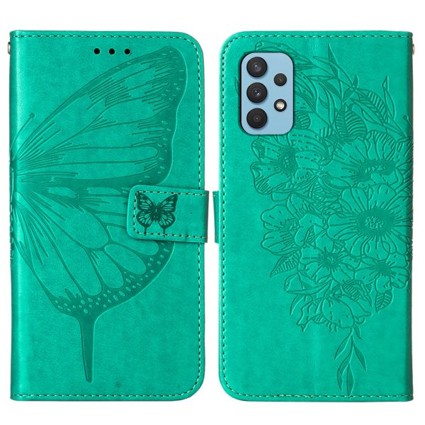 Imprint Butterfly Leather Wallet Stand Case Protective Shell for Samsung Galaxy A32 4G (EU Version) Online Hot Sale